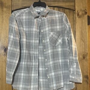 Old Navy Women's Gray Plaid Button Down Shirt Flannel